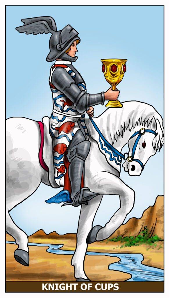 Knight of Cups tarot card depicting a knight on a white horse, Explore the meaning of the Knight of Cups tarot card. Learn about creativity, emotional depth, and the importance of imagination.