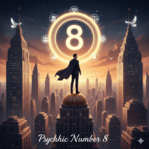 Psychic Number 8 in numerology represents power, ambition, and authority. Individuals with this number often seek success and recognition, not just in material wealth but also in leadership and influence. They are confident, determined, and focused on achieving big goals, which makes them natural leaders.